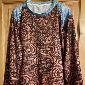 tooled leather print tee not denim